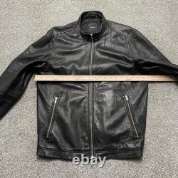 Theory Leather Jacket Mens Large Black Morvek Kelleher Zip Up Sheep Moto Coat
