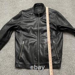 Theory Leather Jacket Mens Large Black Morvek Kelleher Zip Up Sheep Moto Coat