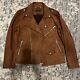 Thursday Leather Motorcycle Jacket Cognac Brown Men's Size Medium