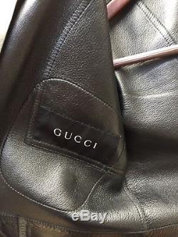 Tom Ford for Gucci Black Leather Motto Jacket