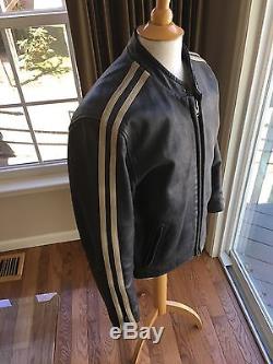 Tommy Hilfiger Lethal Weapon 4 Medium Leather Motorcycle Jacket Rare Stripes