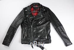 Tommy Hilfiger Mens Black Leather Jacket Motorcycle Biker L Large