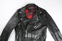 Tommy Hilfiger Mens Black Leather Jacket Motorcycle Biker L Large