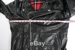 Tommy Hilfiger Mens Black Leather Jacket Motorcycle Biker L Large