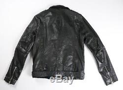 Tommy Hilfiger Mens Black Leather Jacket Motorcycle Biker L Large