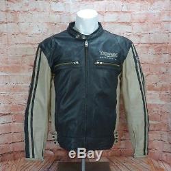 Triumph Motorbike Motorcycle Leather Black & Cream Mens Protection Jacket M