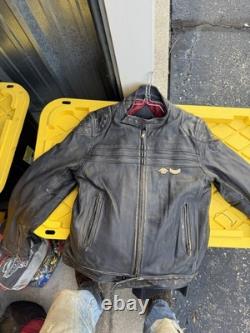 Troy Lee Designs Leather Motorcycle Jacket Mens Large Distressed Brown Coat