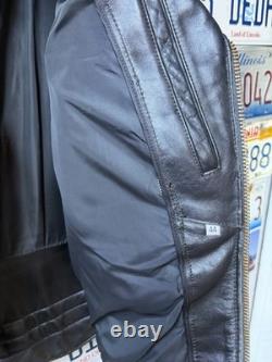 True Vintage 1950's Leather Motorcycle Jacket with removable collar Black 44