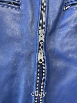 True Vintage 70s Brimaco Cafe Racer Leather Motorcycle Jacket Lightning Zips