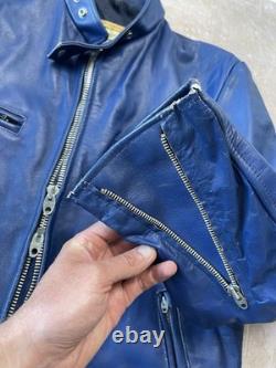 True Vintage 70s Brimaco Cafe Racer Leather Motorcycle Jacket Lightning Zips