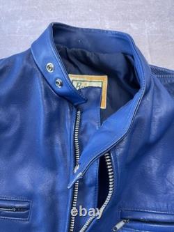 True Vintage 70s Brimaco Cafe Racer Leather Motorcycle Jacket Lightning Zips