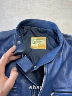True Vintage 70s Brimaco Cafe Racer Leather Motorcycle Jacket Lightning Zips
