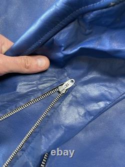 True Vintage 70s Brimaco Cafe Racer Leather Motorcycle Jacket Lightning Zips