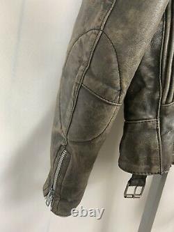 True Vintage BROWN Leather Jacket Motorcycle Biker SIZE 56 Fits Like a M