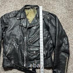 True Vintage Black Leather Jacket Motorcycle Biker One Star 1960s 70s Esko Zip
