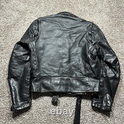 True Vintage Black Leather Jacket Motorcycle Biker One Star 1960s 70s Esko Zip