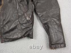 True Vintage Leather Jacket Mens Size 36 Brown Motorcycle Talon Zip 60s 70s