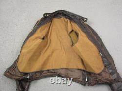 True Vintage Leather Jacket Mens Size 36 Brown Motorcycle Talon Zip 60s 70s