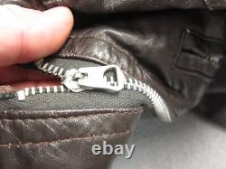 True Vintage Leather Jacket Mens Size 36 Brown Motorcycle Talon Zip 60s 70s