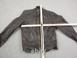 True Vintage Leather Jacket Mens Size 36 Brown Motorcycle Talon Zip 60s 70s
