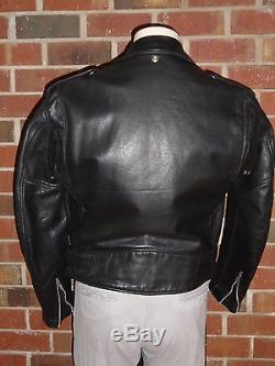 True Vntg Schott Perfecto Blk Leather Motorcycle Jacket Brando Punk RockStyle118