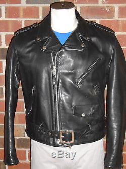 True Vntg Schott Perfecto Blk Leather Motorcycle Jacket Brando Punk RockStyle118