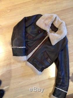 UGG £1300 Leather Shearling Aviator Biker Flying Jacket Small ASOS 8 10 12 Acne