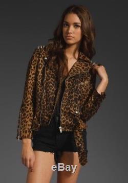 UNIF Leopard print suede studded moto jacket extremely rare dolls kill sz M