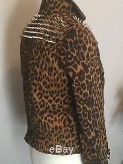 UNIF Leopard print suede studded moto jacket extremely rare dolls kill sz M
