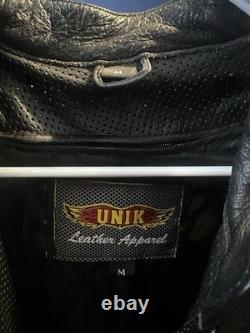 UNIK Genuine Leather Motorcycle Jacket Men's Medium Back & Elbow Protection