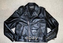 UNIK Leather Apparel Mens Heavy Leather Motorcycle Jacket Size 42