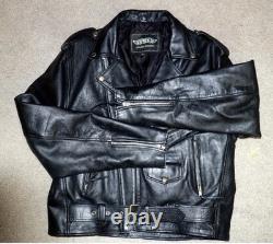 UNIK Leather Apparel Mens Heavy Leather Motorcycle Jacket Size 42