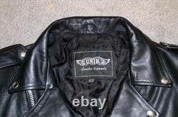 UNIK Leather Apparel Mens Heavy Leather Motorcycle Jacket Size 42