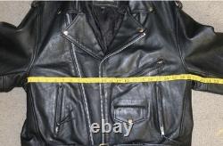 UNIK Leather Apparel Mens Heavy Leather Motorcycle Jacket Size 42