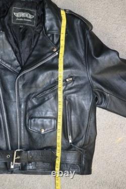UNIK Leather Apparel Mens Heavy Leather Motorcycle Jacket Size 42