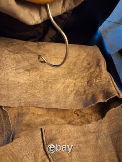 UNIK Leather Motorcycle Jacket Tan With Fringe SZ 50 With Matching XL Chaps
