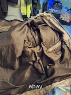 UNIK Leather Motorcycle Jacket Tan With Fringe SZ 50 With Matching XL Chaps