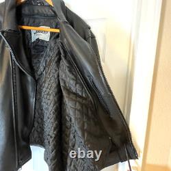UNIK Premium Mens Heavy Black Leather Motorcycle Jacket Size 48 Cross Zip Liner