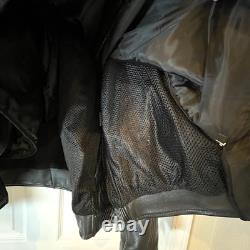 UNIK Premium Mens Heavy Black Leather Motorcycle Jacket Size 48 Cross Zip Liner