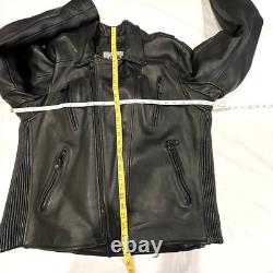 UNIK Premium Mens Heavy Black Leather Motorcycle Jacket Size 48 Cross Zip Liner