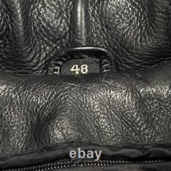 UNIK Premium Mens Heavy Black Leather Motorcycle Jacket Size 48 Cross Zip Liner