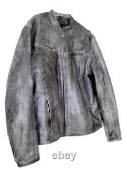 UNIK Premium Mens Size 2XL Heavy Black Leather Motorcycle Jacket in VGC