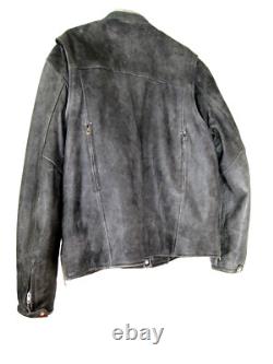 UNIK Premium Mens Size 2XL Heavy Black Leather Motorcycle Jacket in VGC