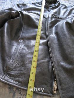 UNIK Premium Mens Size 2XL Heavy Black Leather Motorcycle Jacket in VGC