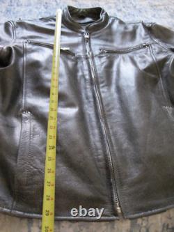 UNIK Premium Mens Size 2XL Heavy Black Leather Motorcycle Jacket in VGC