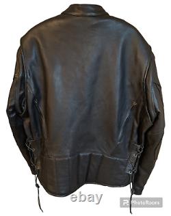 UNIK ULTRA Leather Padded Motorcycle Jacket Laced Sides with Zip Liner Mens Sz. 48
