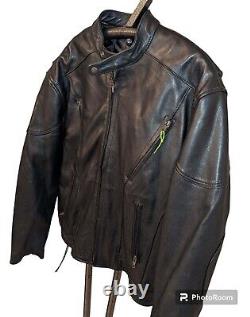 UNIK ULTRA Leather Padded Motorcycle Jacket Laced Sides with Zip Liner Mens Sz. 48
