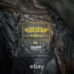 UNIK Ultra Black Cowhide Leather Thinsulate Armor-Ready Motorcycle Jacket XXXL