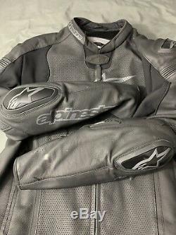 USED 2018 Alpinestars Missle Tech-Air Leather Motorcycle Jacket Blk/Blk SIZE 60