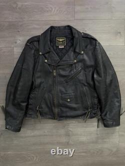 US Made Co. Vintage Leather Motorcycle Jacket Harley Owner Club Patch 1980s 48